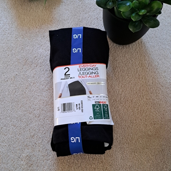 32° Degrees Heat Leggings 2 Pack Size Large Black Stretch Pants - Picture 8 of 11